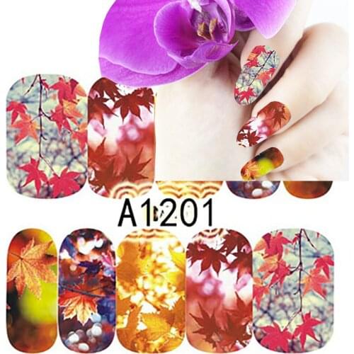 Water Decals 3d Plant Flower Nail Stickers Rose Tower Maple Leaf Flowers Nail Art Sticker Water Nails Decals Landscape Nails
