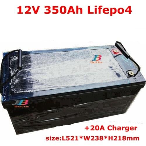 Waterproof 12V 350AH Lifepo4 lithium battery 100A BMS 4S 12.8V for inverter Solar energy caravan UPS EV boat +20A Charger