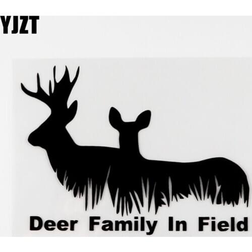 YJZT 14CMX10.4CM Animal Decal Deer Family In Field Vinyl Car Sticker Black/Silver 8C-0046