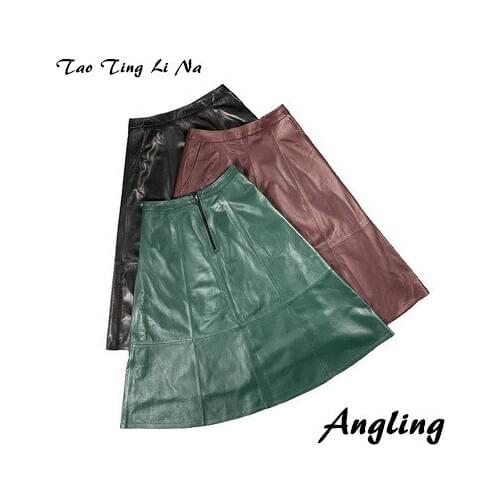 Top brand Spring 2020 Women Genuine Real Sheep Leather Skirt E67 high quality