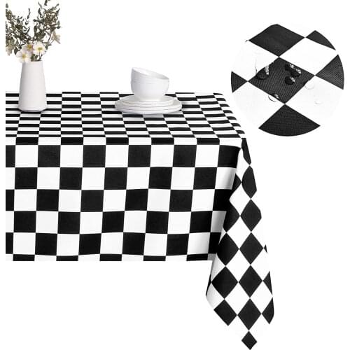 Zeren Home Digital Print Checkerboard Pattern Carefree Table Cloth 150x150 cm