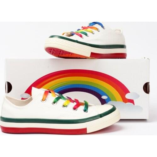 2021 Fashion Womens Vulcanized Shoes Woman Sneakers New Rainbow Retro Canvas Shoes Ladies Comfortable Student Shoes With Box