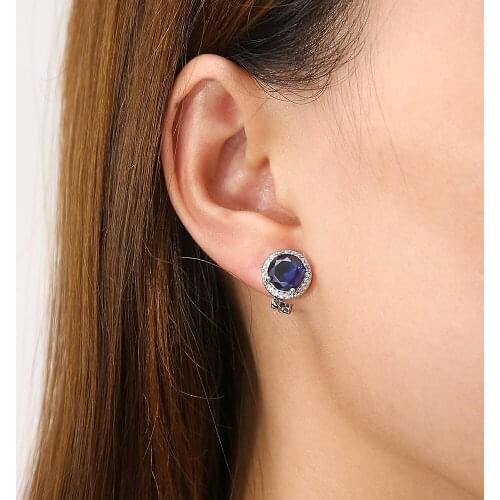 Deep See Bule Acrylic Rainstone Earrings 2021 Trend Non Piercing Womans Earring Classic Exquisite Clip Jewelry On Ear For Gift