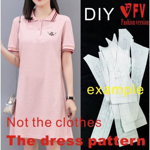 Crop pattern ladies lapel short-sleeved dress costume making drawings BLQ-477