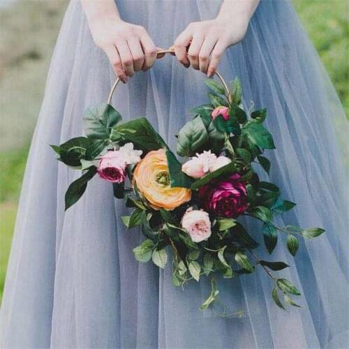 Golden Hand-Held Iron Wreath Ring DIY Bouquets Decorative Wreath Wedding Dream Catcher Tapestry Iron Ring