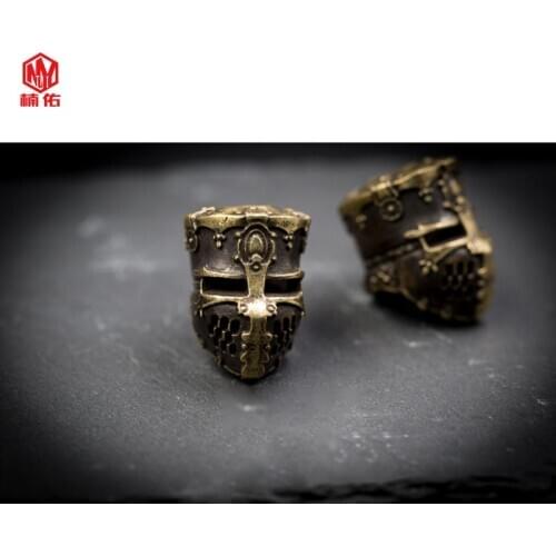 1PC EDC Brass Paracord Bead Samurai Helmet Knife Beads Pendant Umbrella Rope Accessories Keychain Pendant