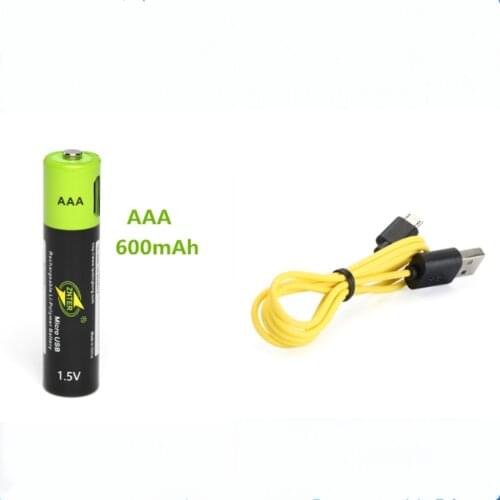 1pcs/lot ZNTER 600mAh 1.5V AAA rechargeable lithium battery USB lithium polymer rechargeable battery+Micro USB charging cable