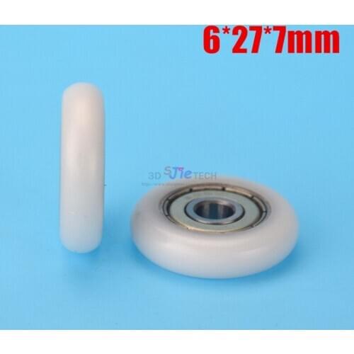 10pc 6*27*7mm nylon rubber bearing 626zz track wheel pulley for 3D printer/CNC engraving machine/EU standard 20 aluminum profile