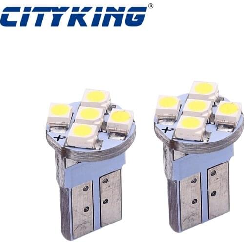 100pcs Super Bright T10 5smd 1210 LED W5W 192 168 194 White Blue LightsW5W 168 Wedge Door Instrument Side Bulb Lamp