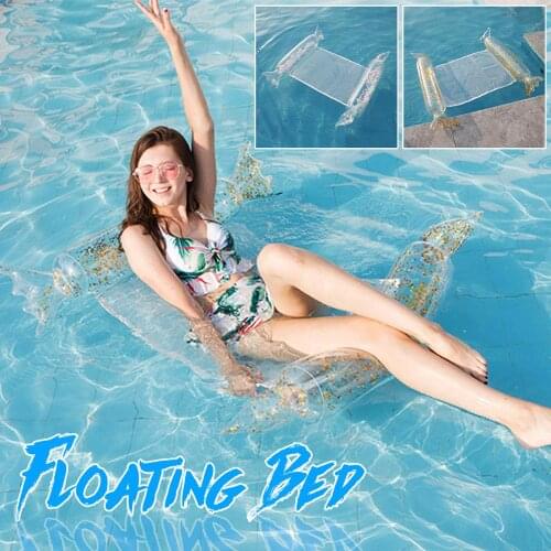 120*100cm Feather Folding Recliner Inflatable Float Water Bed Net Hammock swim