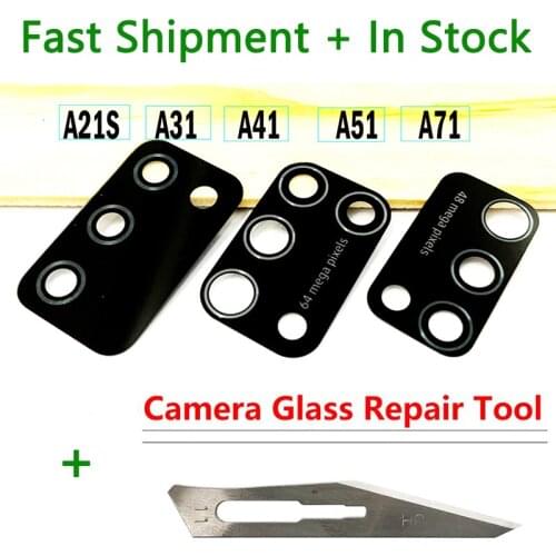 2pcs For Samsung Galaxy A30S A50S A31 A51 A71 A21S M10 M20 M30 S10 5G S10e S10 Plus Back Rear Camera Glass Lens With Adhesive