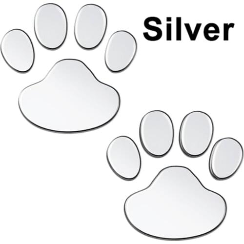 2Pcs/Set 3D Car Sticker Cool Design Paw Animal Dog Cat Bear Foot Prints Footprint Decal Car Stickers Silver Red Black Golden