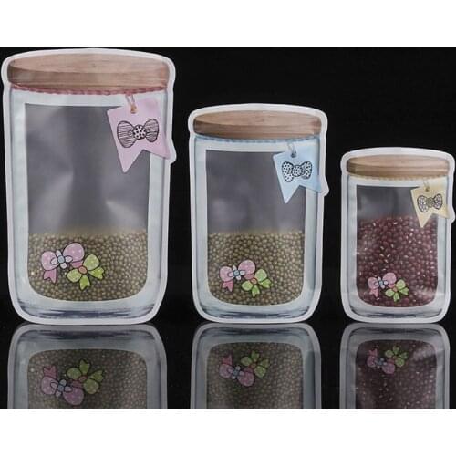 3Pcs reusable plastic ziplock bag snack nut biscuit packaging bag kitchen PE storage bag sealed fresh-keeping bag