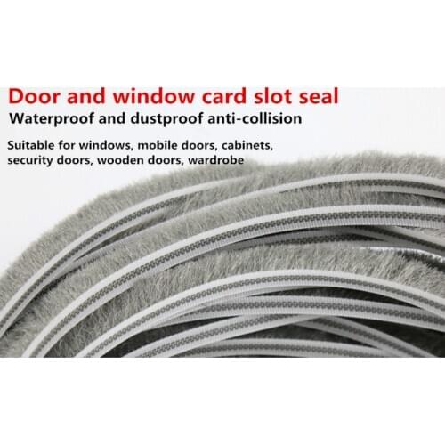 5/6/7mm 10M/lot Elastic straight hair sealing strip Door/Window Groove Nylon Pile Brush Seal Weatherstrip Dust Proof Strip