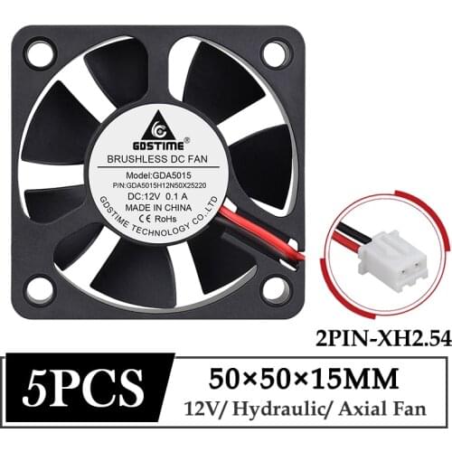 5Pcs Gdstime DC 12V Fan 50mm 50x50x15MM 3D Printer Micro Axial Brushless Cooling Fan 5cm 5015 Laptop Computer Radiator Fan