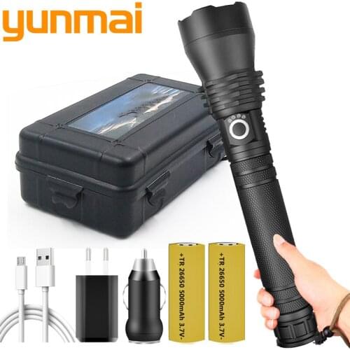 XHP90.2 Aluminum Tactical LED Flashlight USB Rechargeable Zoom Torch Power by 18650 or 26650 Battery Lantern Litwod 1285 Black