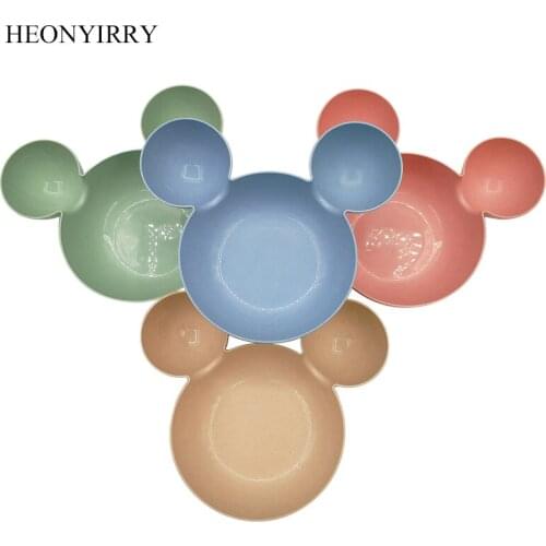 Baby Tableware Cartoon Kids Divided Bowl Food Grade Eco Wheat Straw Children Plate Baby Feeding Dinnerware Eating Food Dishes