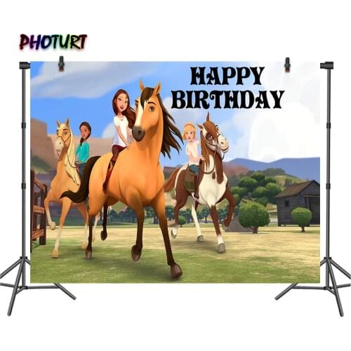 PHOTURT Spirit Horse Background Kids Birthday Backdrop Cimarron Stallion Polyester Vinyl Banner Photography Studios Props
