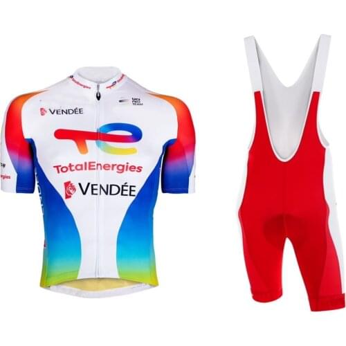 LASER Cut 2021 TOTALENERGIES TEAM Mens Cycling Jersey Short Sleeve Bicycle Clothing With Bib Shorts Ropa Ciclismo