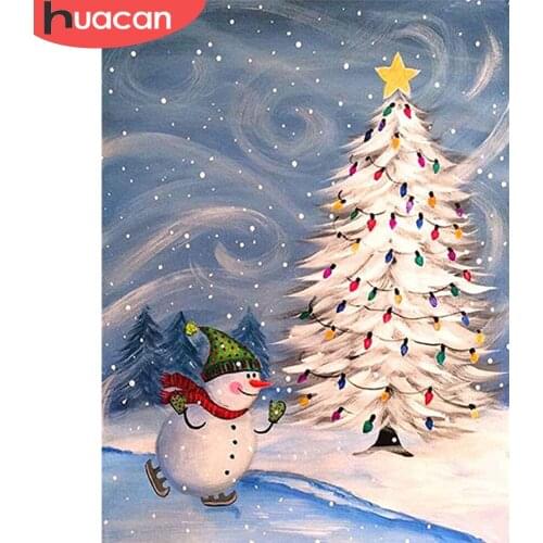 HUACAN Diamond Painting Snowman Full Square New Arrival Diamond Embroidery Christmas Tree Diamond Mosaic Winter Decor For Home