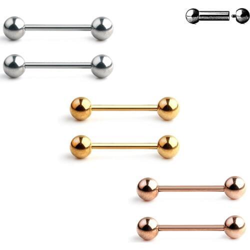 JFORYOU Stainless Steel Internally Threaded Tongue Nipple Shield Barbell Ring Bar Body Piercing Retainer 14G