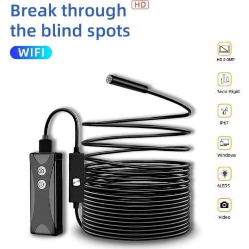 8mm Endoscope Camera 2.0 MP HD Wireless Endoscope Borescope Hard Wire IP67 Waterproof For IPhone Android IOS Tablet PC