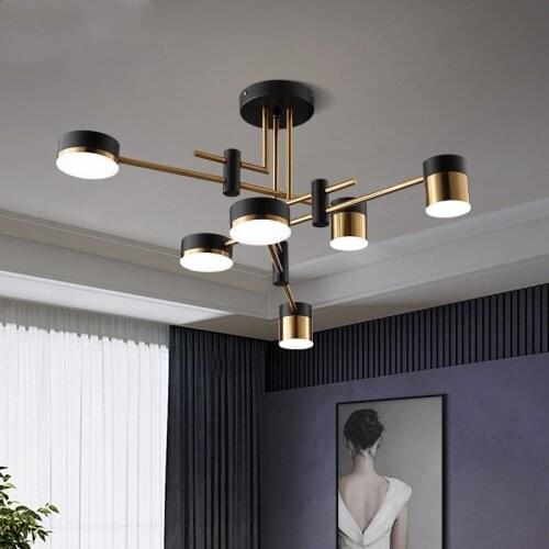 Creative Metal Livingroom Black Gold Led Chandelier Postmodern Atmosphere Bedroom Restaurant Bar Decoration Hanging Lighting