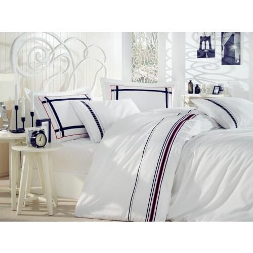Ruching Trend Embroideried Cotton Satin Duvet cover set