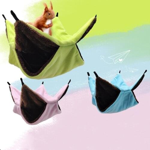 Small Pet Hamster Hammock Double-layer Plush Thicken Warm Sleeping Bed Nest Hanging Cage House for Bird Squirrel Ferret Rabbit