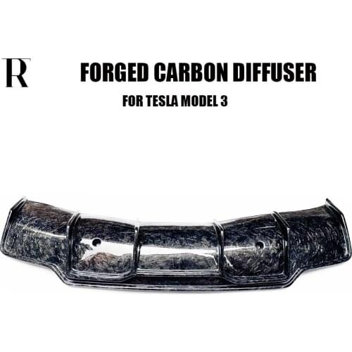 Model 3 Forged Carbon Fiber Rear Bumper Lip Diffuser for Tesla Model 3 Sedan 4 Door 2017 UP
