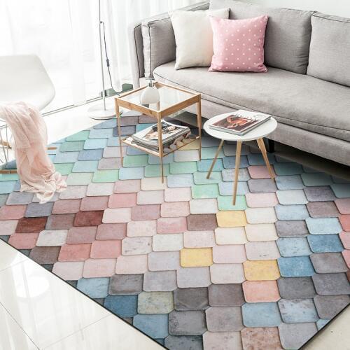 Fashion Japanese INS Teenage girl Sweet macaron color living room Non-slip carpet bedroom kitchen Bedside Crystal velvet carpet
