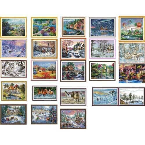 Winter Snow Scene Christmas Series Cross Stitch Cross Stitch Kit Embroidery Needlework DIY Christmas Decoration Gift