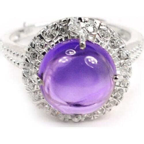 Genuine Amethyst Ring 100% 925 Sterling Silver, Size :7.25, KR0197