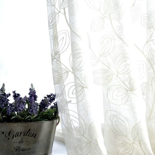 Window Tulle Embroidered White Voile Curtains Bedroom Living Room Balcony Sheer Curtain