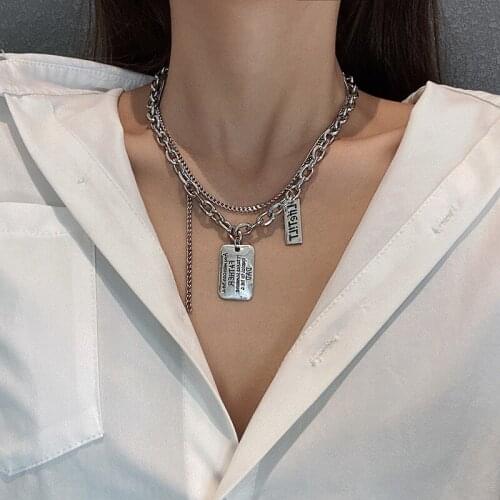 Necklace For Women Jewelry Fashion 2021 Goth Layered Necklace Teens Letter Pendant Accessories Chain On The Neck Necklace Gift
