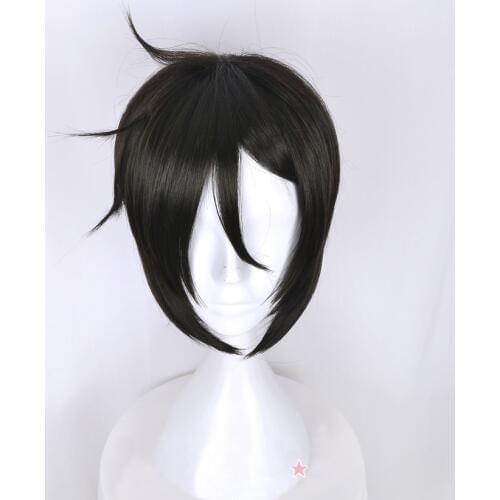 Anime Black Butler Kuroshitsuji Sebastian Michaelis Short Black Wig Heat Resistance Hair Cosplay Costume Wigs + Wig Cap