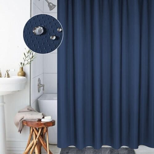 Thick Shower Curtain Waterproof Jacquard Curtains Shower Room Blue Honeycomb Textured Polyester Plaid Solid Color