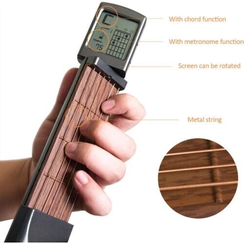 Portable Guitar Pocket-Guitar Practice Tools LCD Musical Stringed Instrument Chord Trainer Tools for Beginner Guitar Accessories
