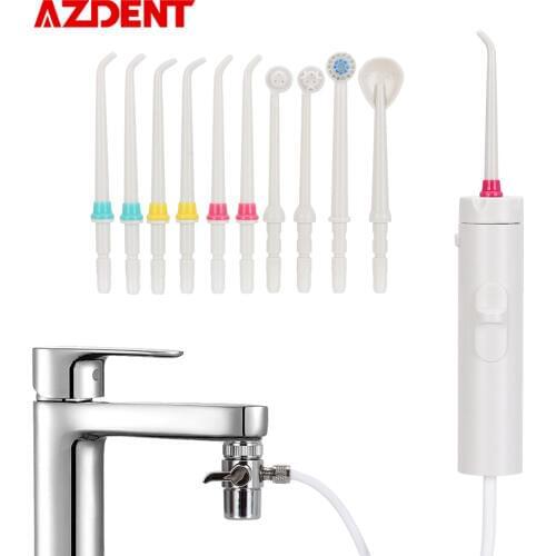 AZDENT 10 Nozzal Faucet Oral Irrigator Portable Dental Hygiene Water Flossing Teeth SPA Cleaner Home Travel Water Jet Irrigador