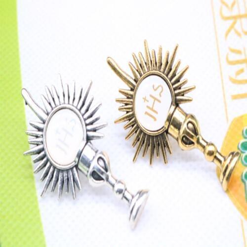 Religious JHS brooch holy grail JHS brooch. 100 Pieces / Jesus Cross JHS Holy Grail Brooch