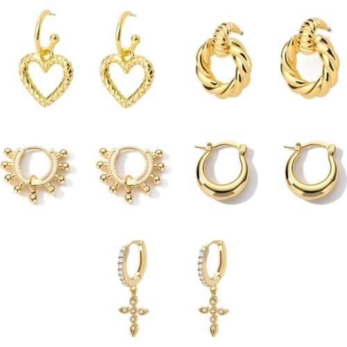 Baroque Style Earrings For Women Sweet Round Stainless Steel Retro Boho Minimalist Female Glamour Ear Rings Bridal Jewelry Gift