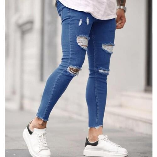 Sexy Ripped Jeans Men Slim Long Pencil Pants Spring Hole Men Fashion Thin Skinny Jeans Male Hip-hop Trousers Clothing man