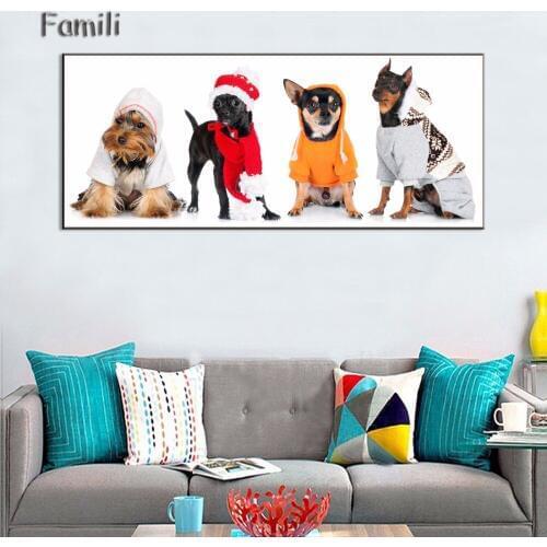 Bianche Wall Modern Fashion Dog Pet Dog Fashion Dress Canvas Painting Art Print Poster Picture Wall Restaurant Kitchen Decor