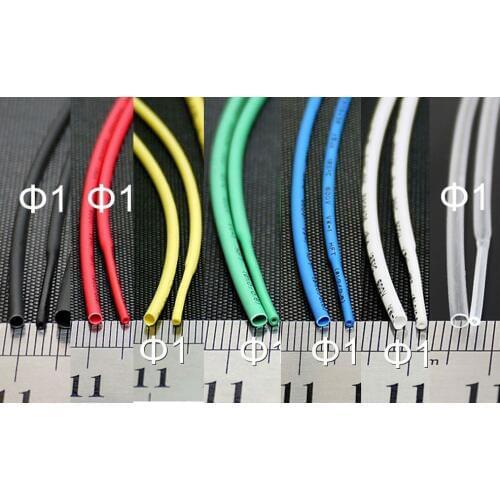 1mm Polyolefin 2:1 Heat Shrink Tubing ROHS UL Black/Red/Yellow/Green/Blue/White/Clear