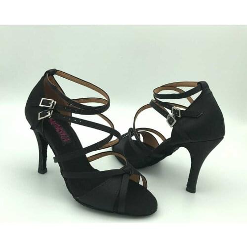 9cm High Heel Latin Dance Shoes For women Salsa shoes pratice shoes comfortable shoes MS6209BLKS low heel