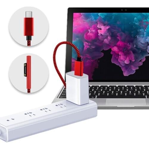 1.8m Usb Type-C Power Supply Charger Adapter 15v 3A Pd Fast Charging Cable For Microsoft- Surface Pro 3 4 5 6 7