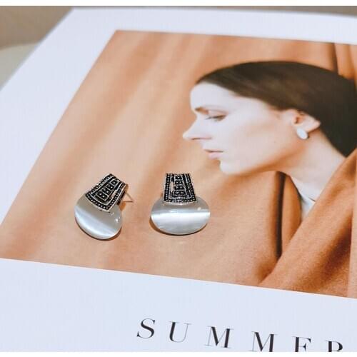 Vintage Bohemia Jewelry Retro Geometric Metal Earrings For Women Charm Big Opal Earrings Brinco Bijoux Boho Jewelry Gifts