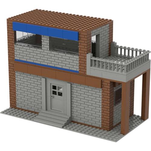 Military Series WWII Tactical Competitive Ruin House Training Base Scene Simulation MOC Model Building Blocks Toys Gifts