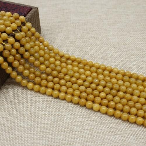 High Quality Golden Silk Jades Round Loose Beads 8MM For Jewelry Making Natural Stone Beads For Diy Earings Necklace Bracelet