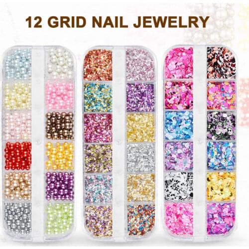12 Slot/ Box Nail Glitter Sequins DIY Irregular Multicolor Nail Art Decoration Exquisite Manicure Decoration Nail Art -VL16